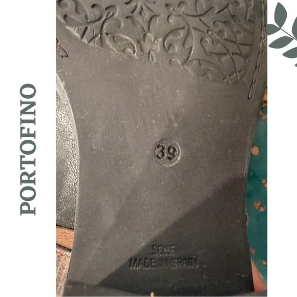 PORTOFINO Leather Ankle Boots with Floral Panel Green Portugal Size 39 US 8.5/9 - Picture 12 of 13